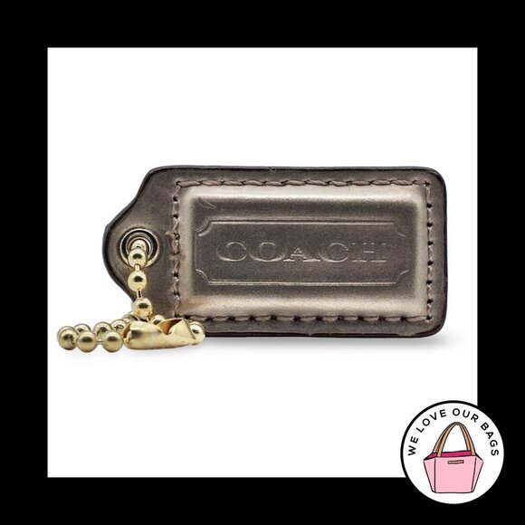2" Medium COACH Gold Patent Leather Brass Key Fob Bag Charm Keychain Hang Tag - Picture 1 of 1